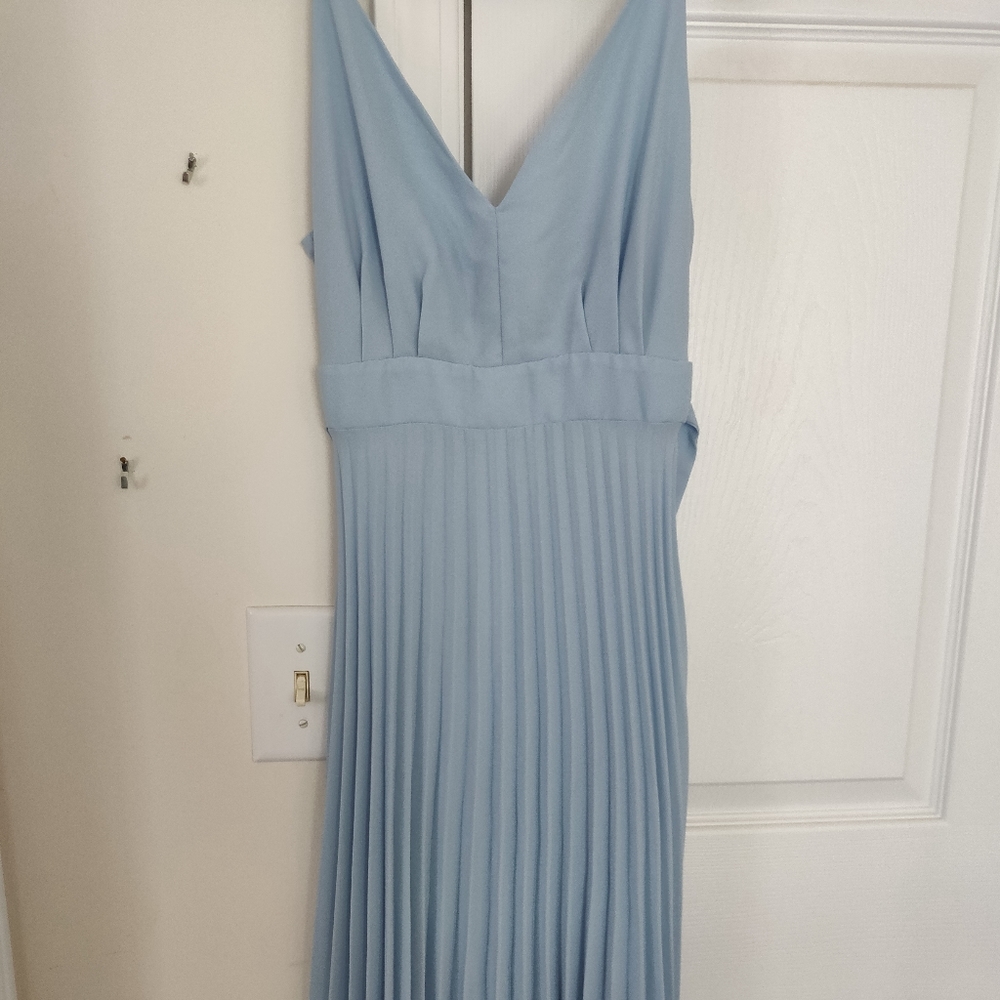 Baby blue chiffon pleated dress XS